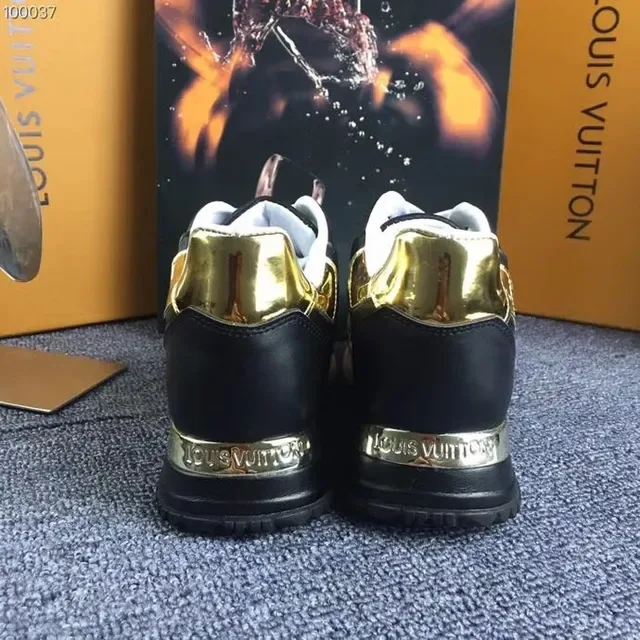 Louis Vuitton LV Trainer Black Gold Monogram Canvas Panel Metallic Patent Overlays Lifestyle Sneakers 5