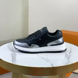 Louis Vuitton LV Trainer Black Silver Embossed Monogram Leather Metallic Accents Lifestyle Sneakers