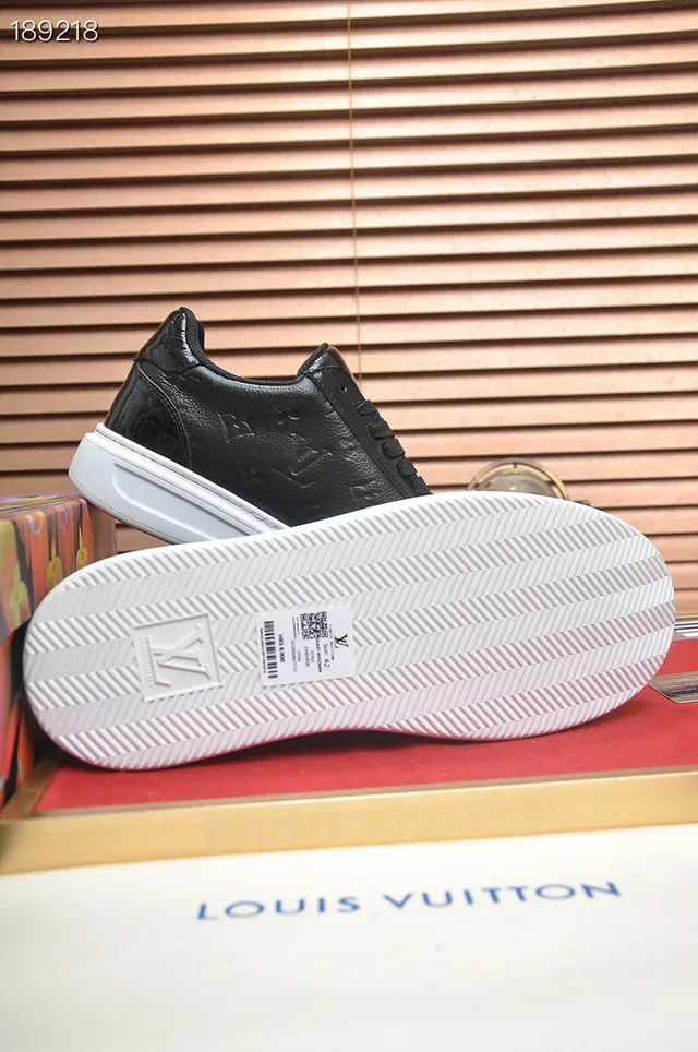 Louis Vuitton LV Trainer Black White Embossed Monogram Leather Glossy Patent Accents Lifestyle Sneakers 2