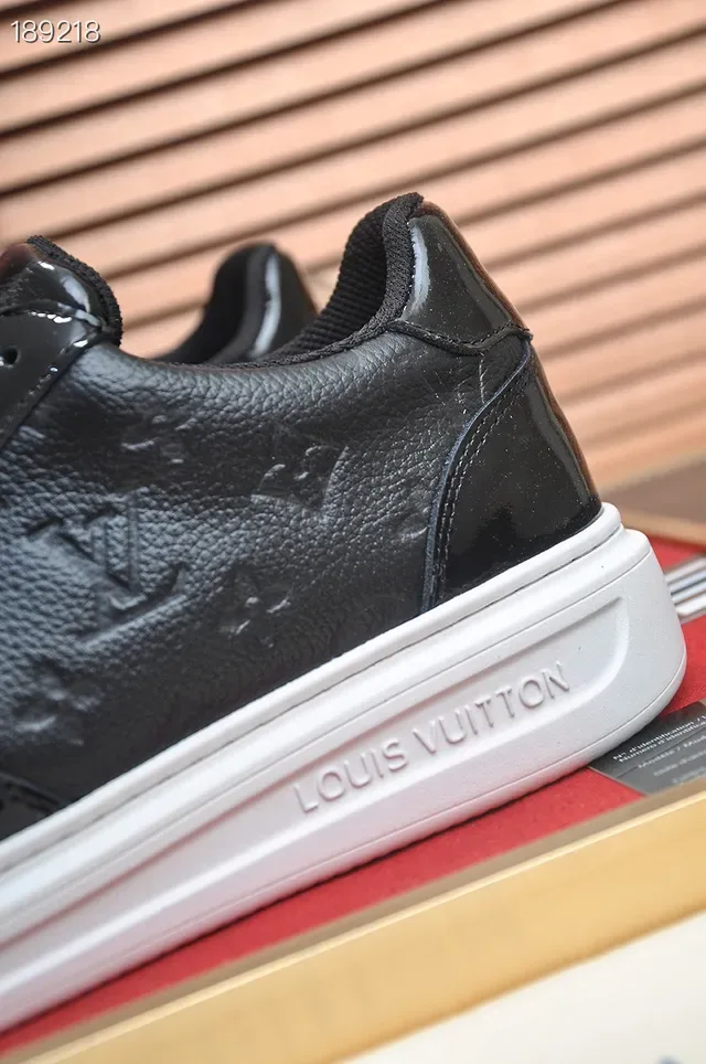 Louis Vuitton LV Trainer Black White Embossed Monogram Leather Glossy Patent Accents Lifestyle Sneakers 3