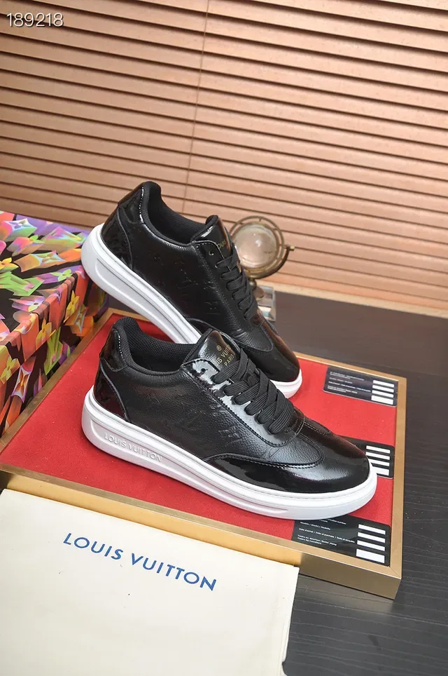 Louis Vuitton LV Trainer Black White Embossed Monogram Leather Glossy Patent Accents Lifestyle Sneakers 6