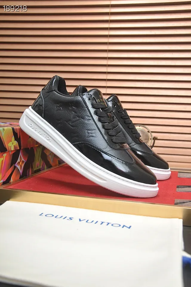 Louis Vuitton LV Trainer Black White Embossed Monogram Leather Glossy Patent Accents Lifestyle Sneakers 7