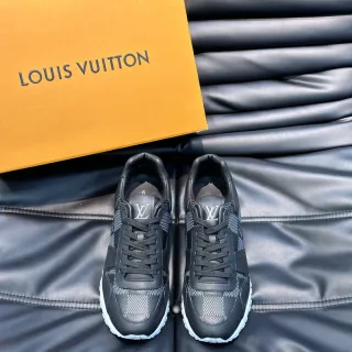 Louis Vuitton LV Trainer Negro Blanco Cuero Y Malla Superior Monogram Detalle Lengüeta Zapatillas Lifestyle