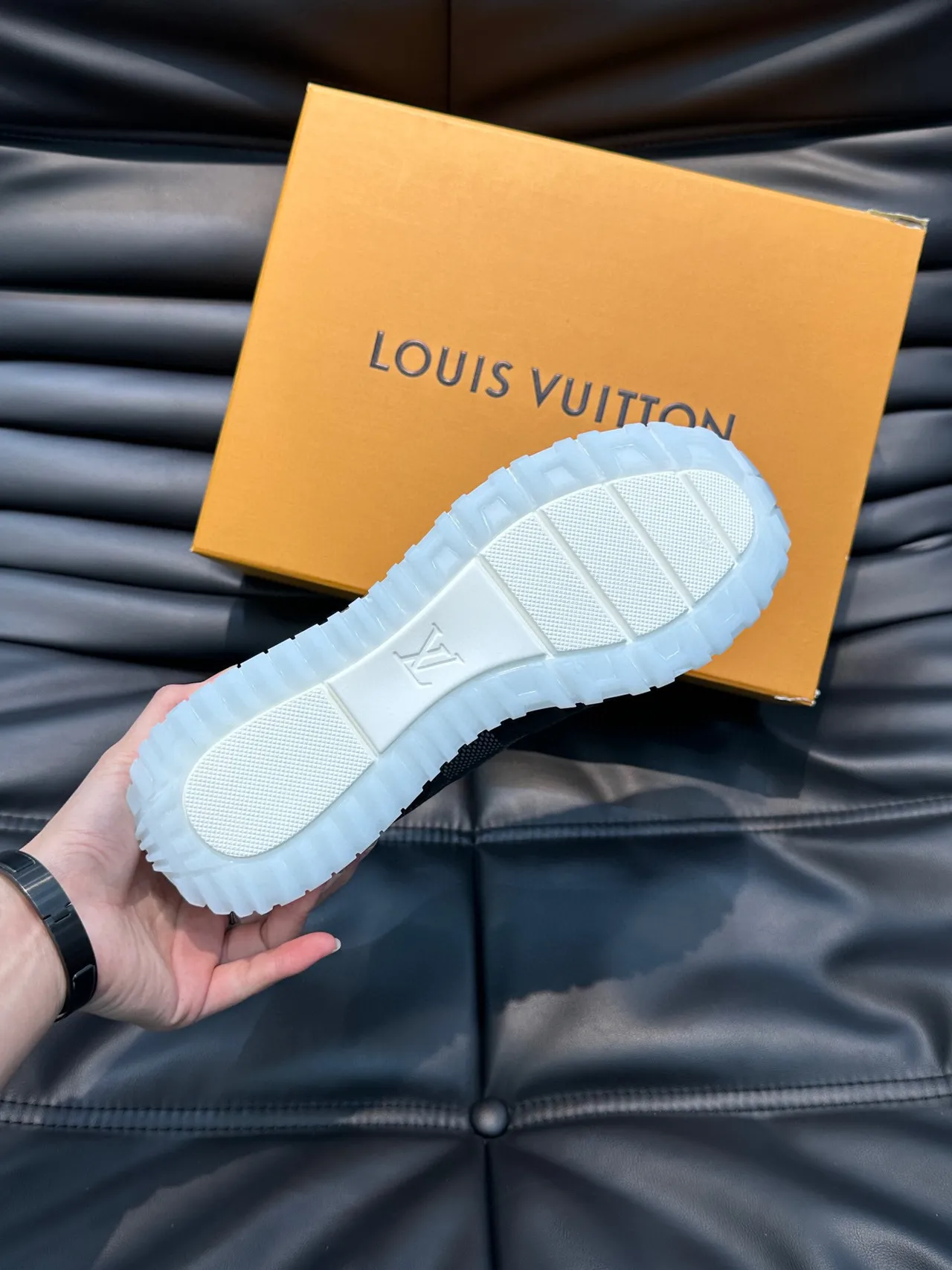 Louis Vuitton LV Trainer Black White Leather And Mesh Upper Monogram Tongue Detail Lifestyle Sneakers 2