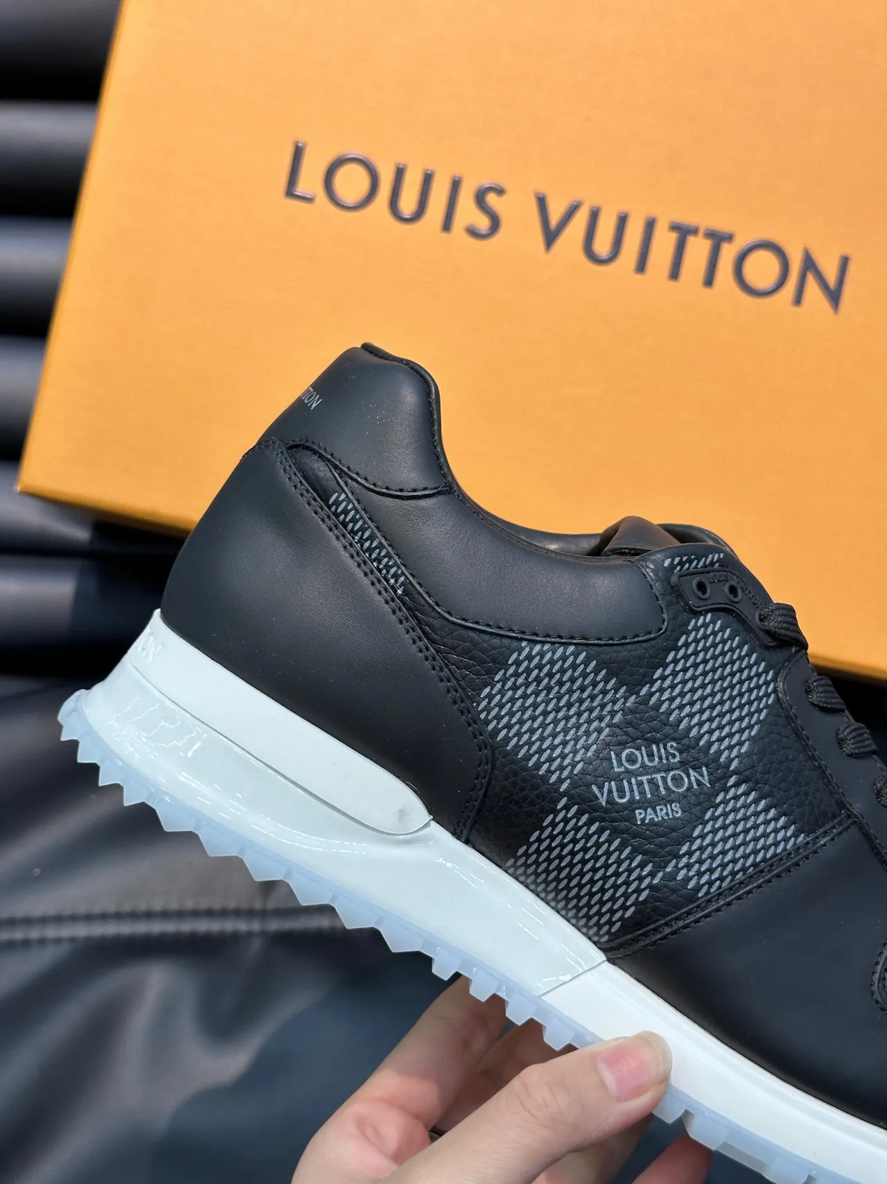 Louis Vuitton LV Trainer Black White Leather And Mesh Upper Monogram Tongue Detail Lifestyle Sneakers 5
