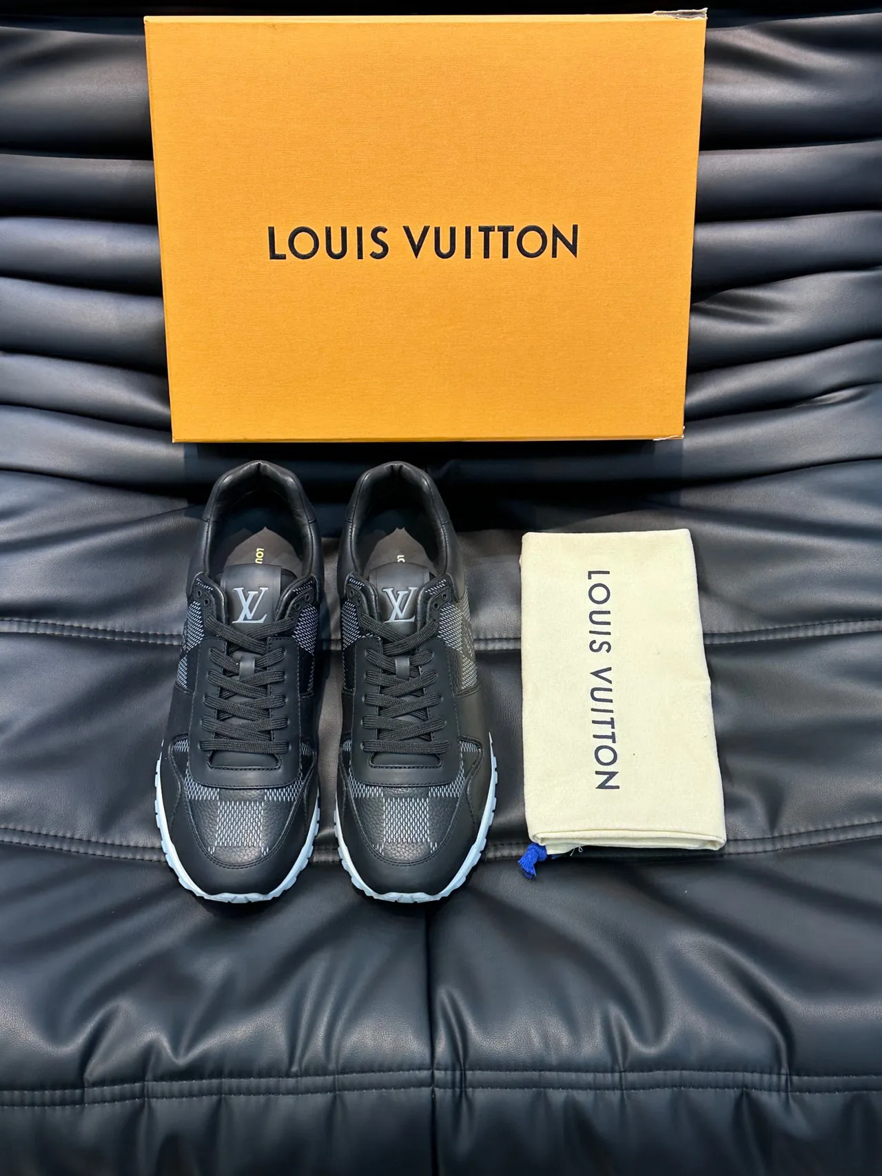 Louis Vuitton LV Trainer Black White Leather And Mesh Upper Monogram Tongue Detail Lifestyle Sneakers 7