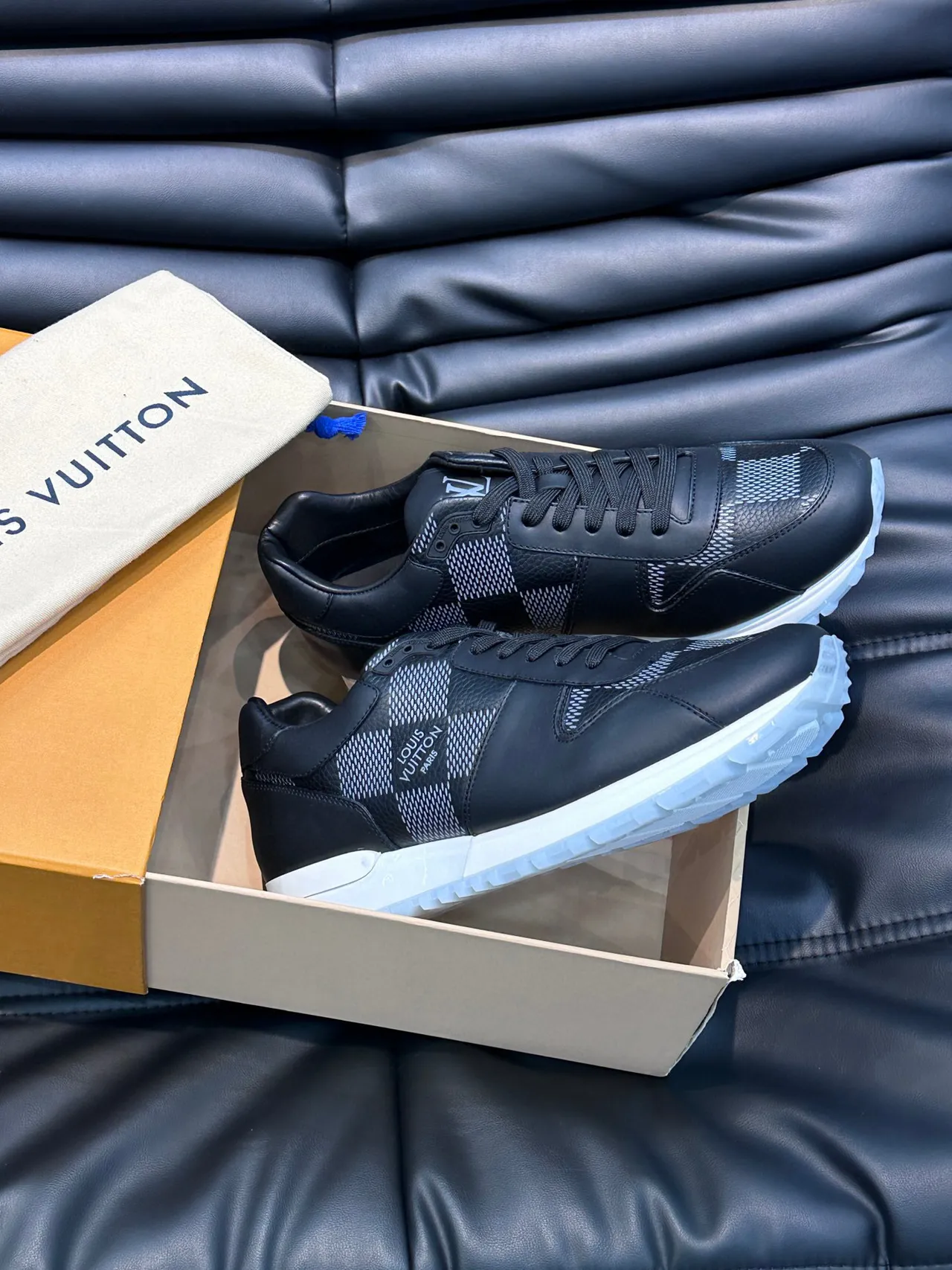 Louis Vuitton LV Trainer Black White Leather And Mesh Upper Monogram Tongue Detail Lifestyle Sneakers 8