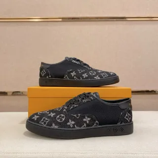 Louis Vuitton LV Trainer Zapatillas Lifestyle Negro Blanco Monograma Jacquard Panelado Textil Superior