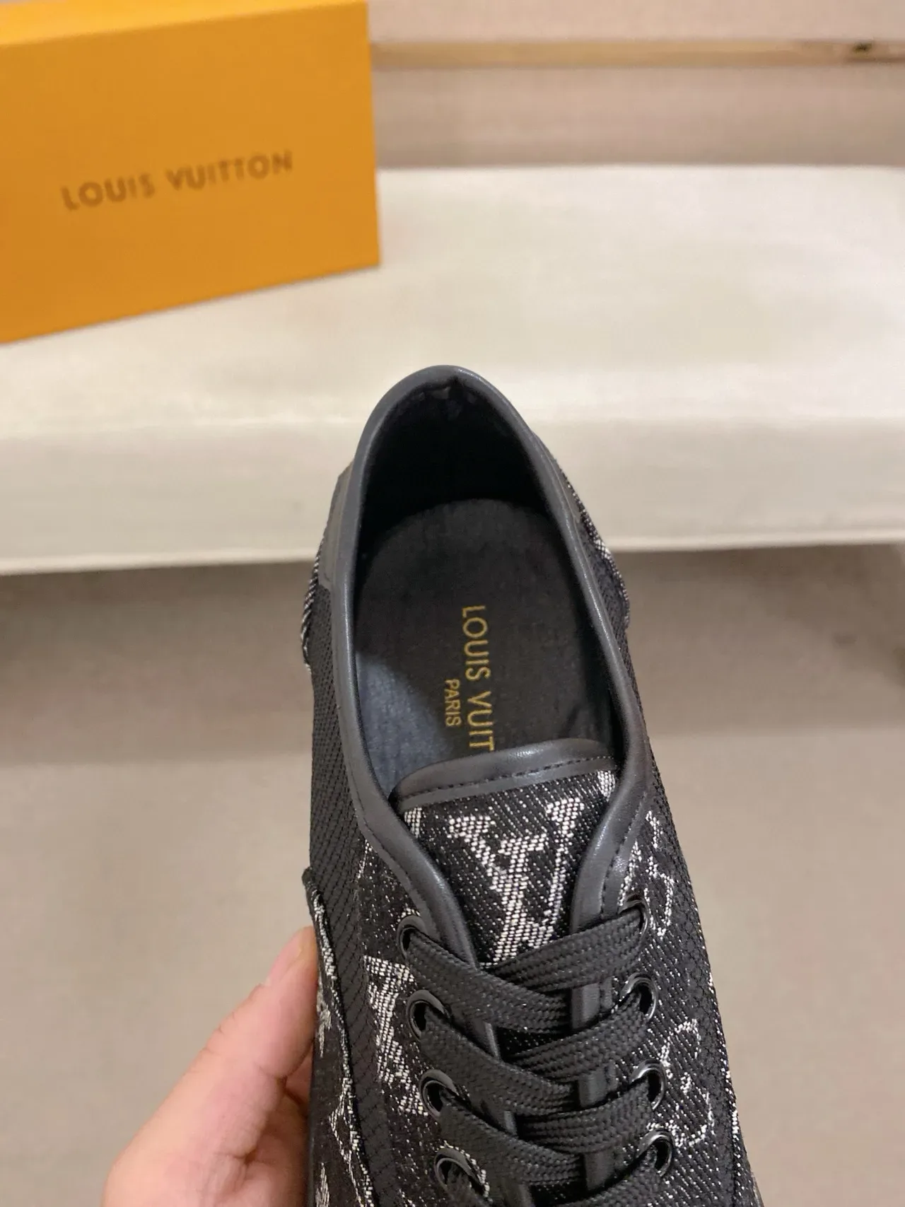 Louis Vuitton LV Trainer Black White Monogram Jacquard Panelled Textile Upper Lifestyle Sneakers 4
