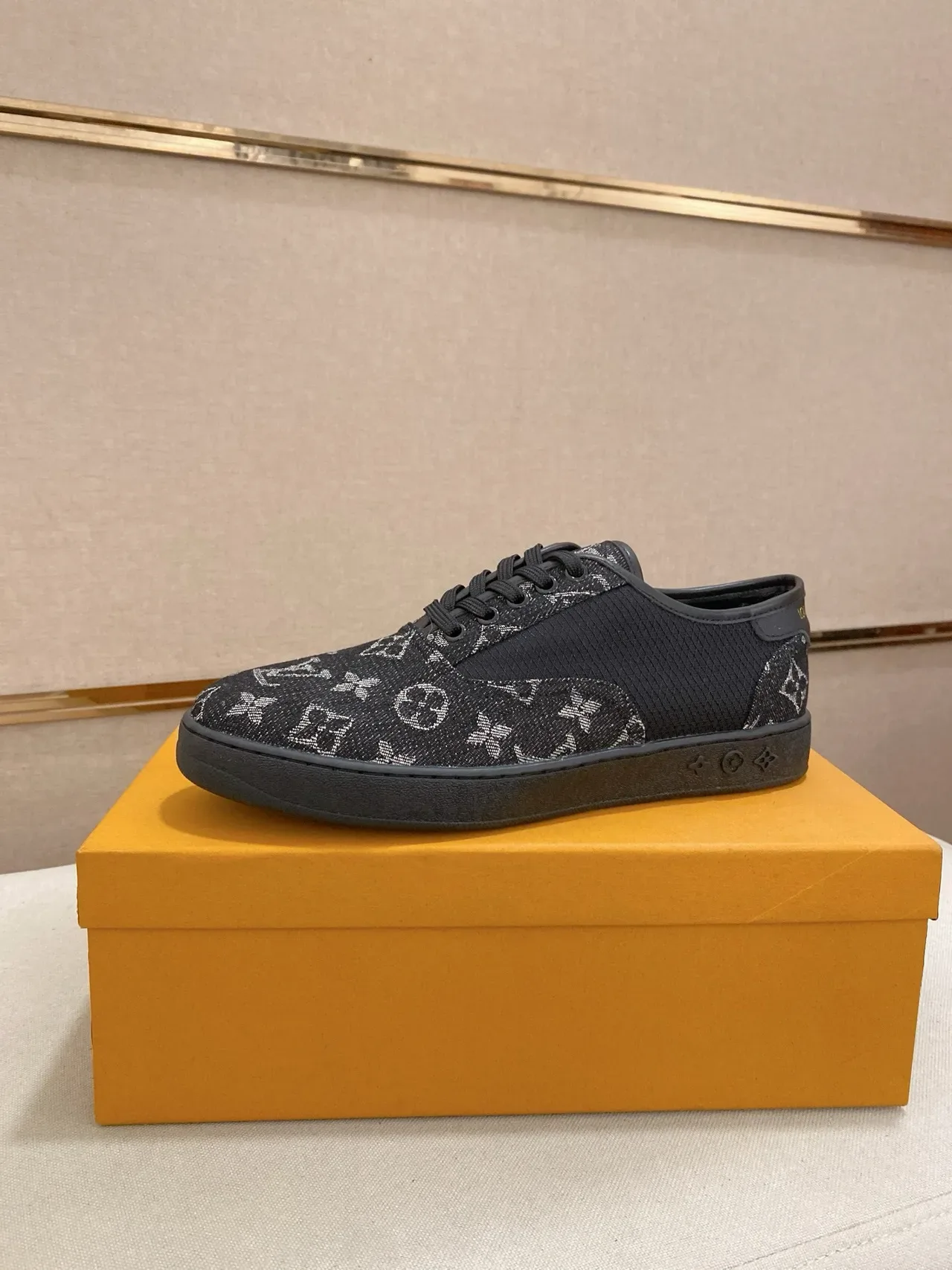 Louis Vuitton LV Trainer Black White Monogram Jacquard Panelled Textile Upper Lifestyle Sneakers 6