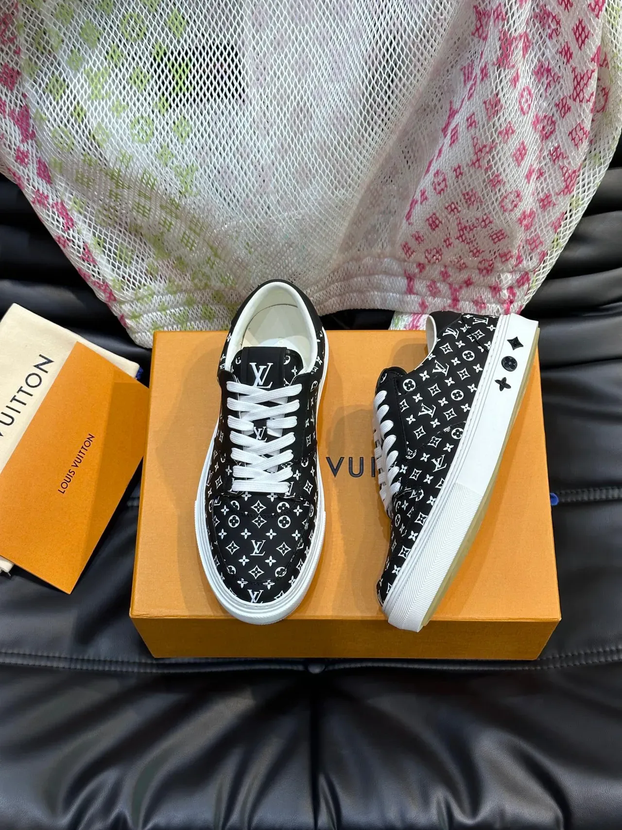 Louis Vuitton LV Trainer Black White Monogram-Print Canvas Low-Top Silhouette Lifestyle Sneakers 2