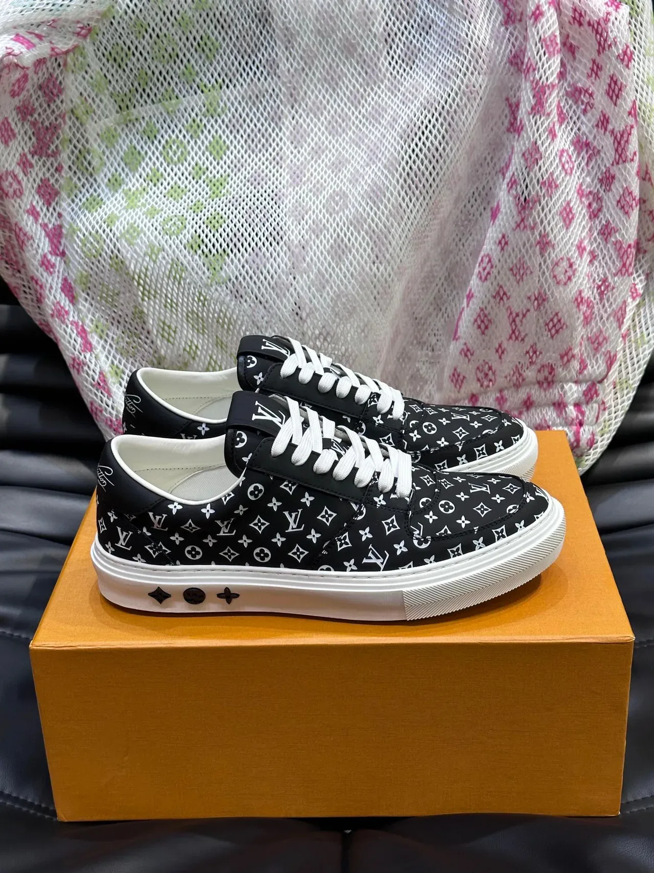 Louis Vuitton LV Trainer Black White Monogram-Print Canvas Low-Top Silhouette Lifestyle Sneakers 3