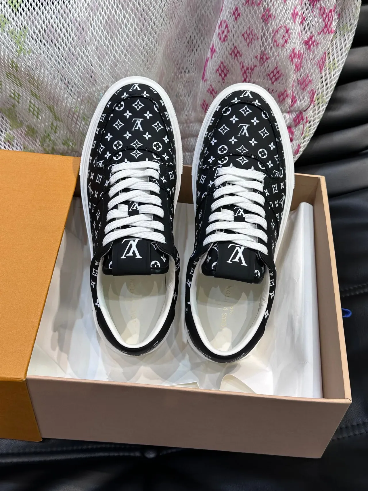 Louis Vuitton LV Trainer Black White Monogram-Print Canvas Low-Top Silhouette Lifestyle Sneakers 4