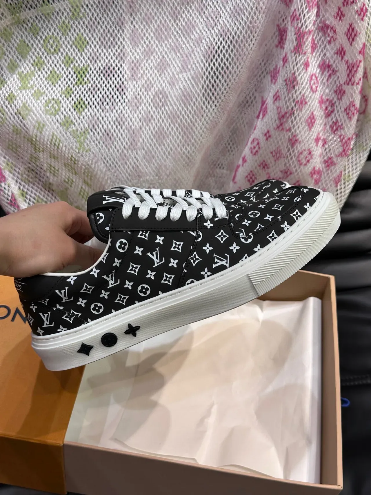 Louis Vuitton LV Trainer Black White Monogram-Print Canvas Low-Top Silhouette Lifestyle Sneakers 5