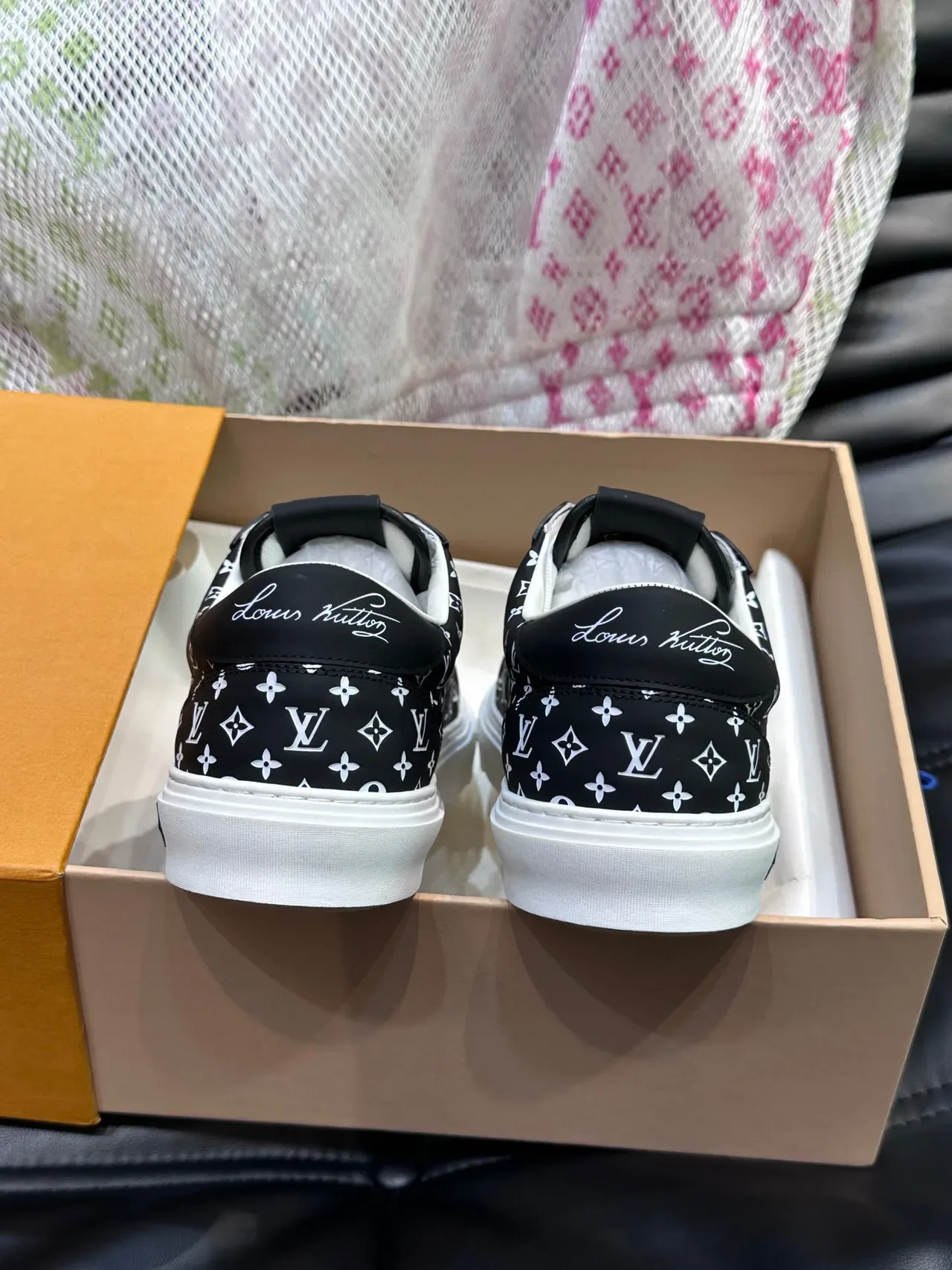 Louis Vuitton LV Trainer Black White Monogram-Print Canvas Low-Top Silhouette Lifestyle Sneakers 7