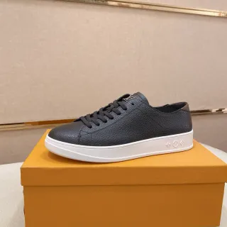 Louis Vuitton LV Trainer Black White Pebbled Leather Upper Thick Platform Sole Lifestyle Sneakers