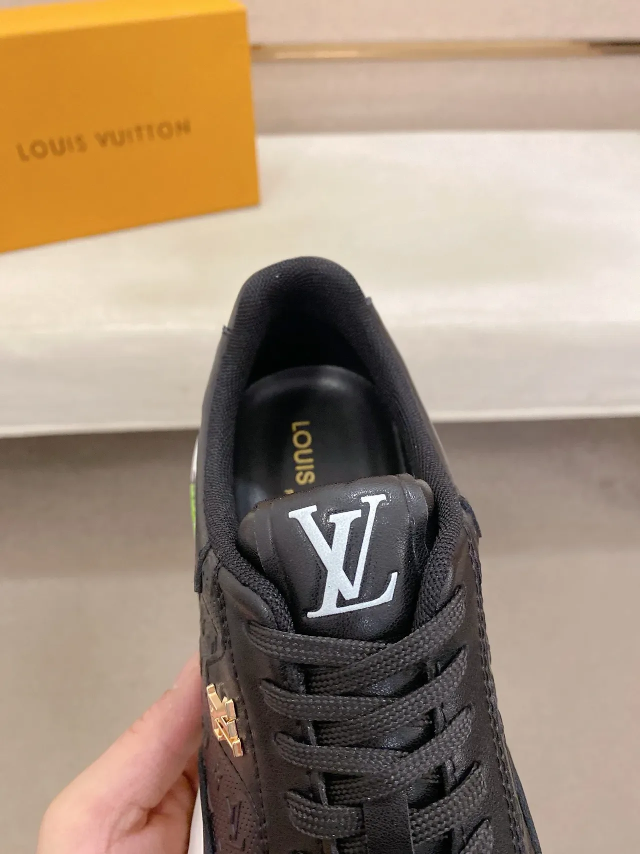 Louis Vuitton LV Trainer Black White Perforated Monogram Leather Sculpted Midsole Lifestyle Sneakers 6