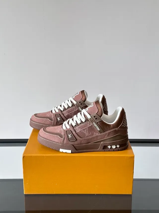 Louis Vuitton LV Trainer Brown White Layered Suede-Canvas Upper Monogrammed Heel Tab Lifestyle Sneakers 5