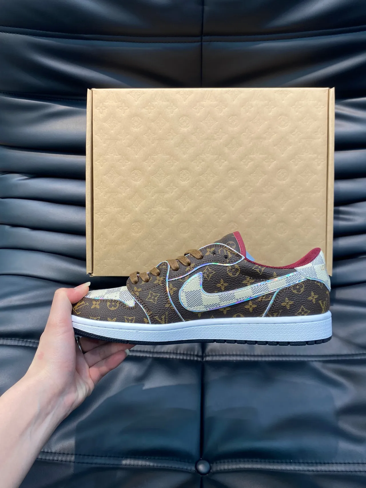Louis Vuitton LV Trainer Brown White Monogram Canvas Damier Check Toe Cap Lifestyle Sneakers 5