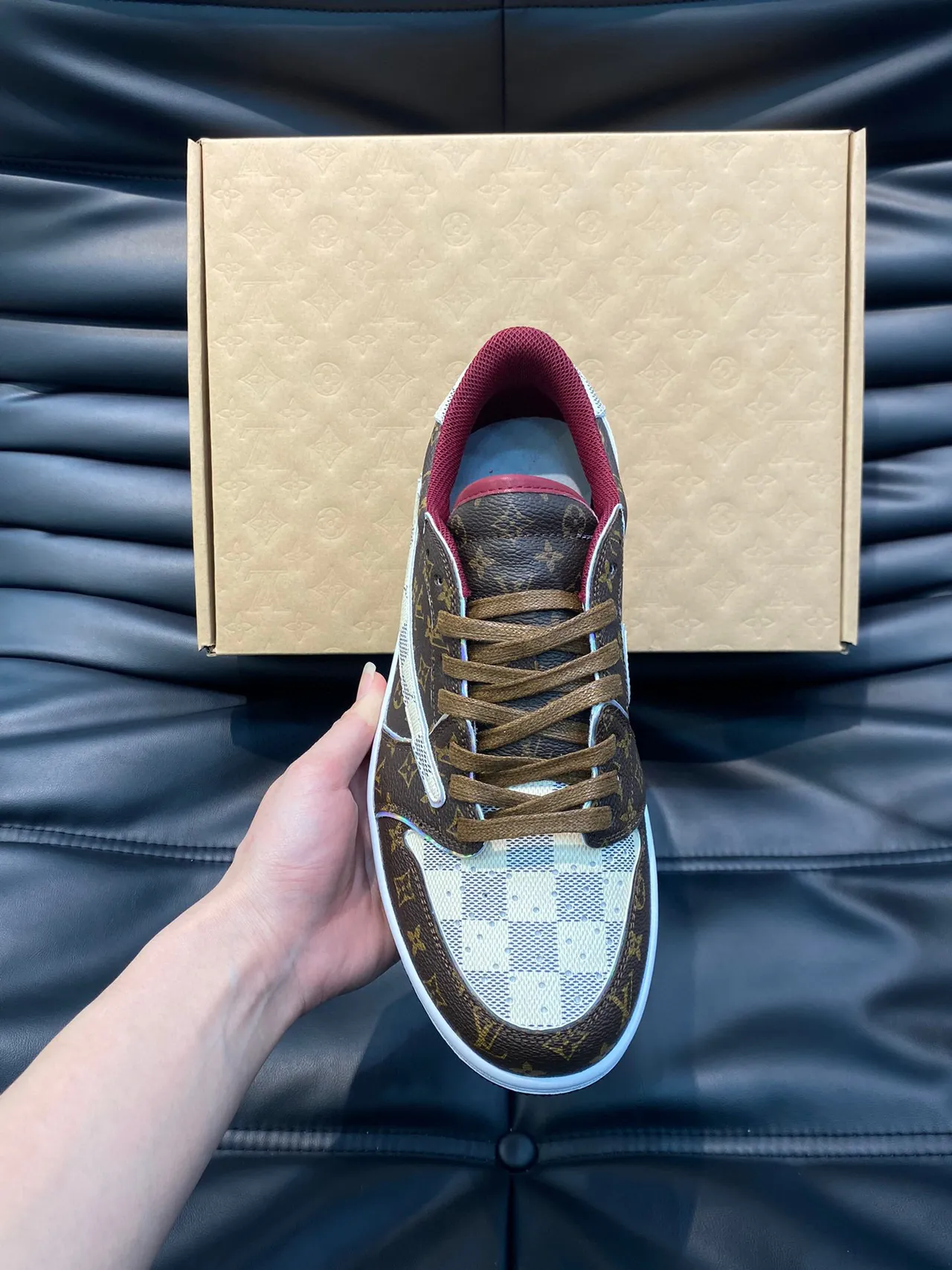 Louis Vuitton LV Trainer Brown White Monogram Canvas Damier Check Toe Cap Lifestyle Sneakers 6