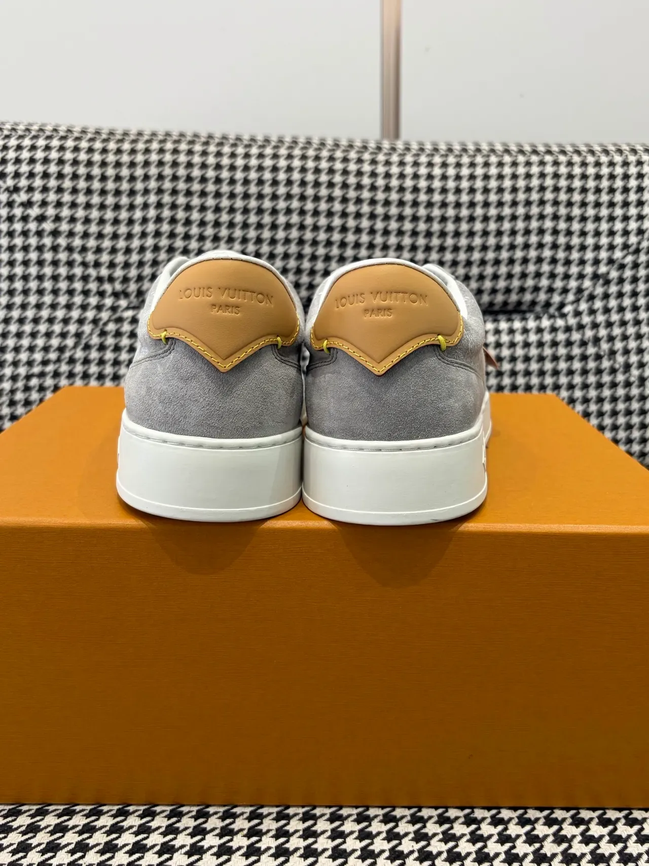 Louis Vuitton LV Trainer Gray White Suede Upper Checkered Monogram Pattern Lifestyle Sneakers 3