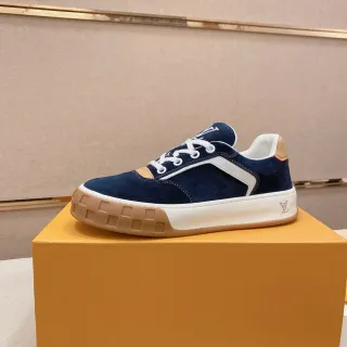 Louis Vuitton LV Trainer Color Navy Beige, Upper de ante, Rayas blancas contrastantes, Zapatillas Lifestyle