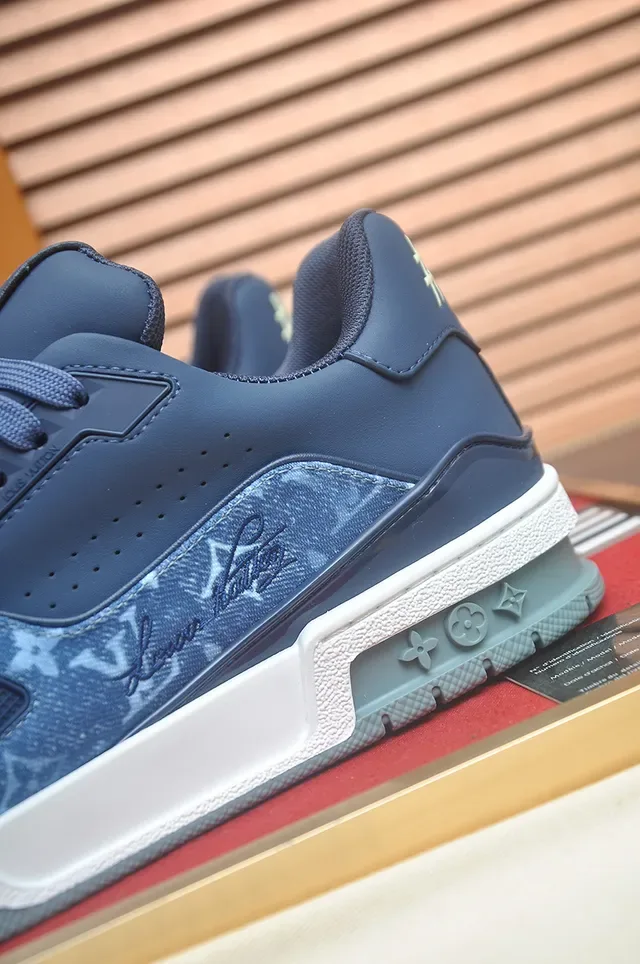Louis Vuitton LV Trainer Navy Blue Monogram-Print Upper Layered Midsole Lifestyle Sneakers 2