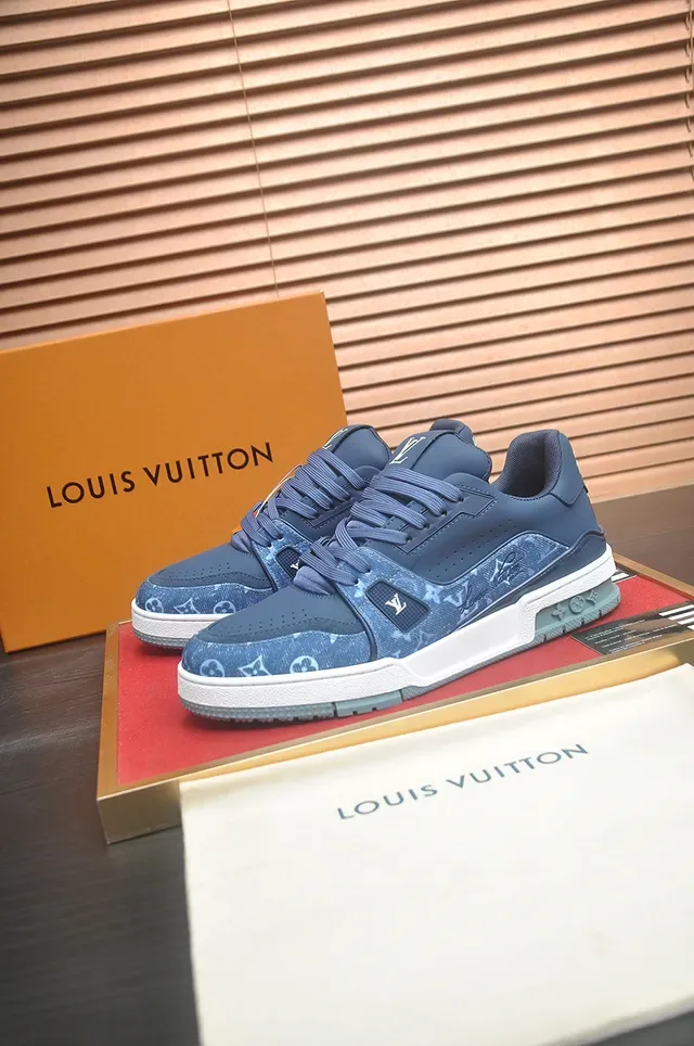Louis Vuitton LV Trainer Navy Blue Monogram-Print Upper Layered Midsole Lifestyle Sneakers 4