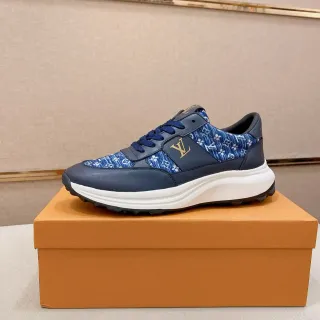 Louis Vuitton LV Trainer Navy White Low-Top Mixed-Material Upper Lifestyle Sneakers