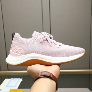 Louis Vuitton LV Trainer Zapatillas Lifestyle Rosa Marrón con Parte Superior de Tejido y Cuello Estilo Calcetín
