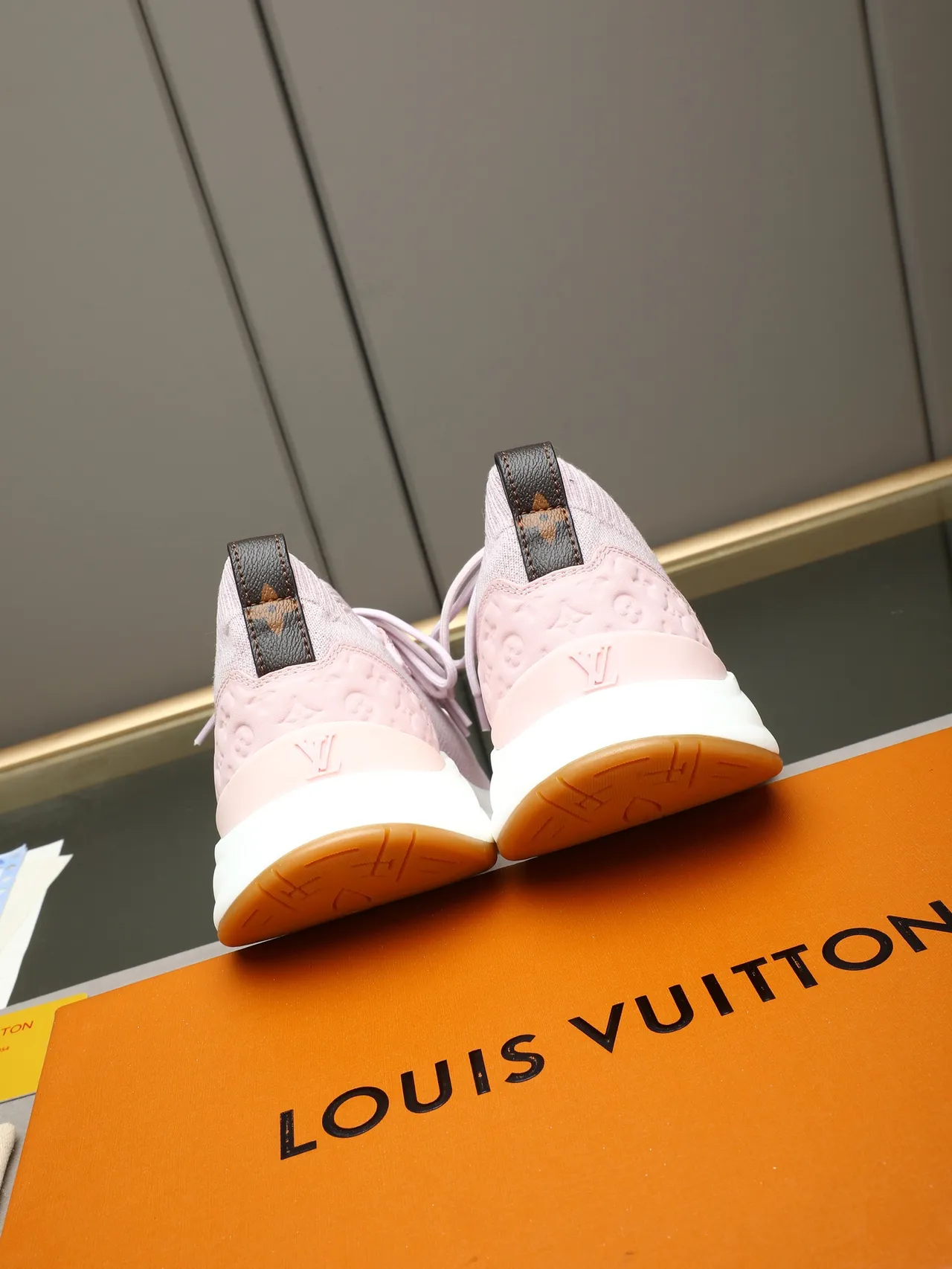Louis Vuitton LV Trainer Pink Brown Knit Upper Sock-Fit Collar Lifestyle Sneakers 3