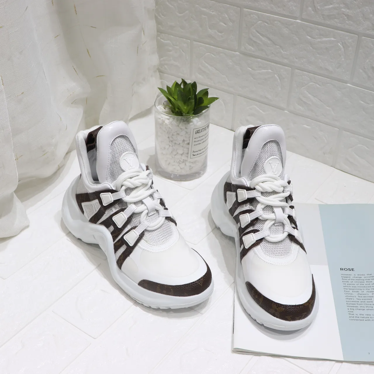 Louis Vuitton LV Trainer White and Brown Monogram Chunky Sneakers 3