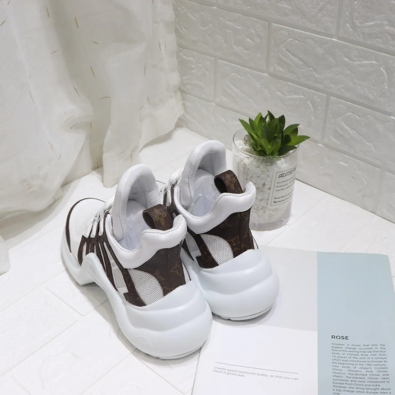 Louis Vuitton LV Trainer White and Brown Monogram Chunky Sneakers 5