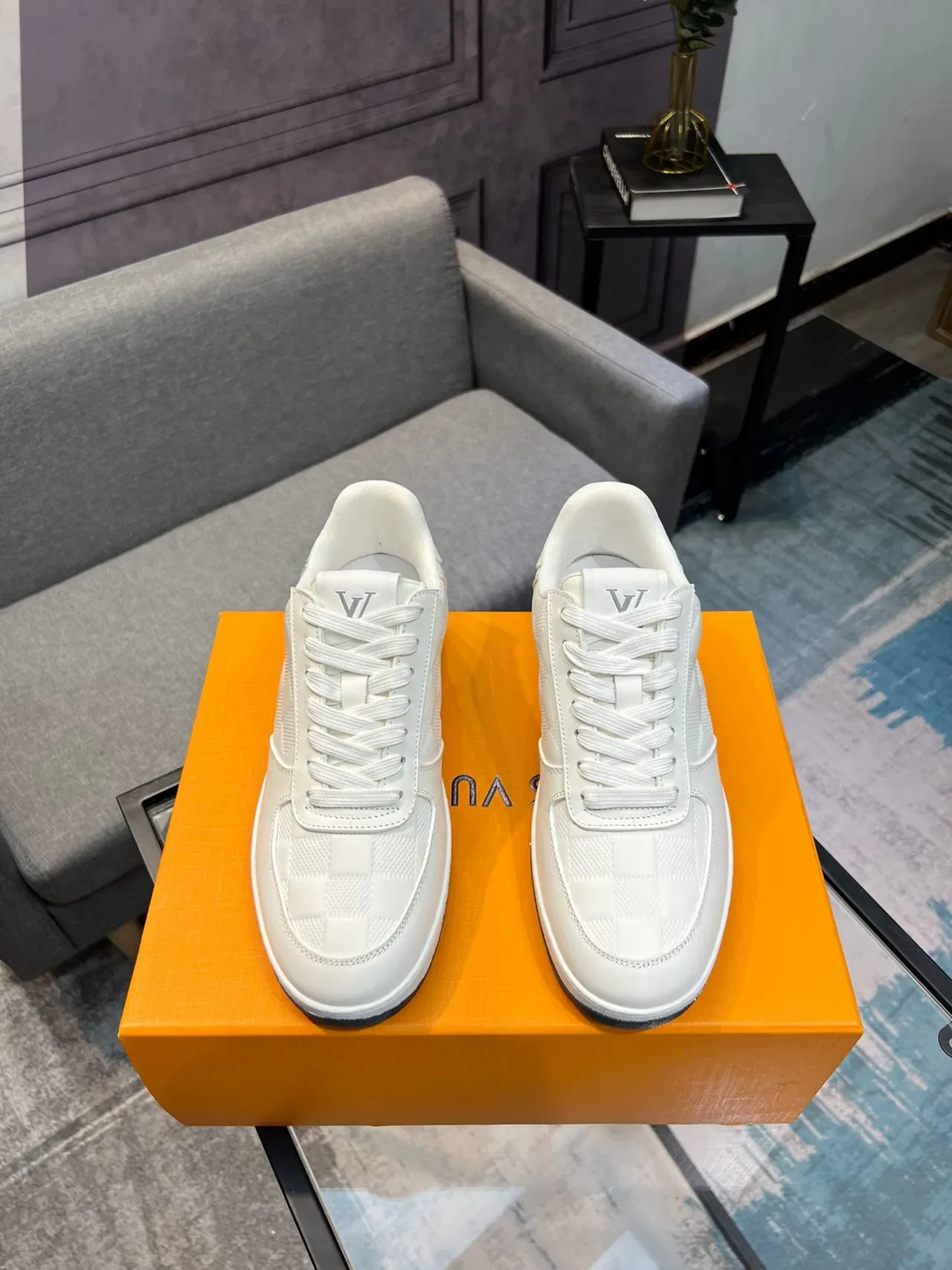 Louis Vuitton LV Trainer White Black Embossed Monogram Checkerboard Mesh Panel Lifestyle Sneakers 2