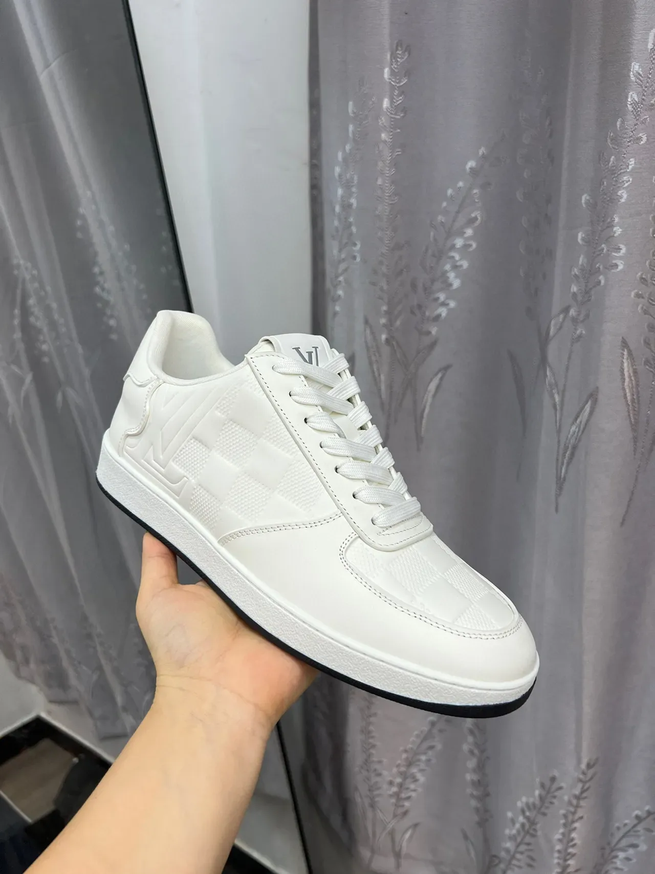 Louis Vuitton LV Trainer White Black Embossed Monogram Checkerboard Mesh Panel Lifestyle Sneakers 6