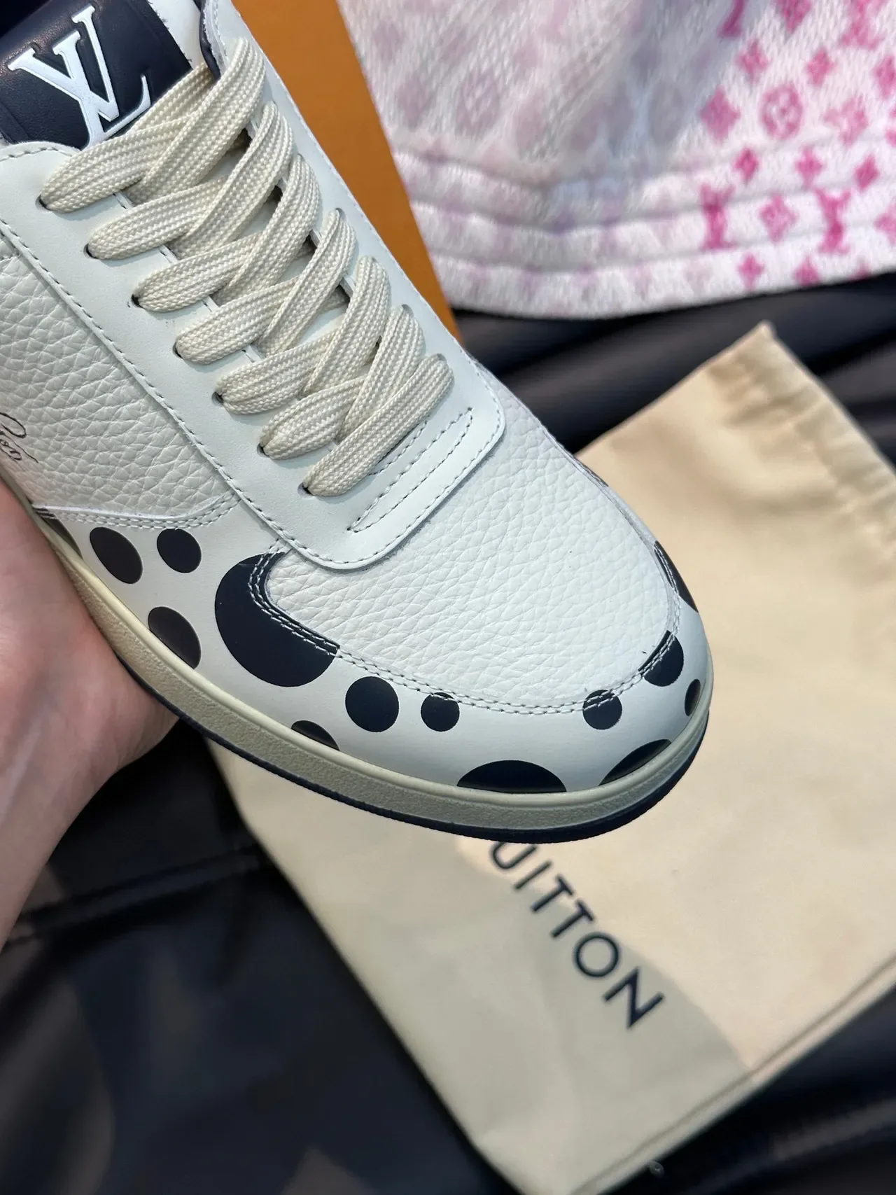 路易威登 LV Trainer 白色黑色 压纹皮革 波点图案 生活方式运动鞋 3