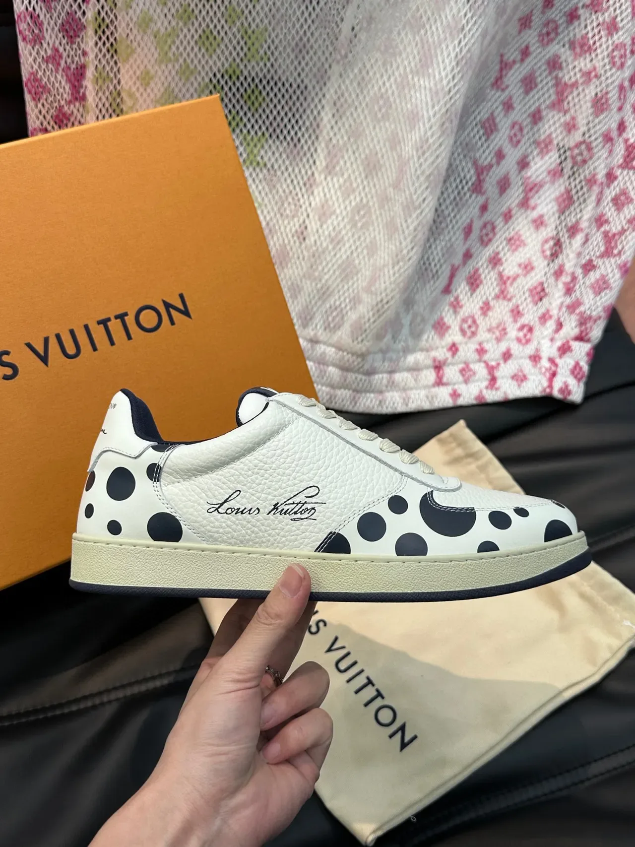路易威登 LV Trainer 白色黑色 压纹皮革 波点图案 生活方式运动鞋 7