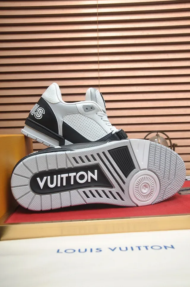 Louis Vuitton LV Trainer White Black Perforated Leather Upper Dual Strap Closure Lifestyle Sneakers 7