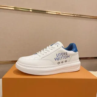Louis Vuitton LV Trainer White Blue Leather Upper Bold Side Branding Lifestyle Sneakers