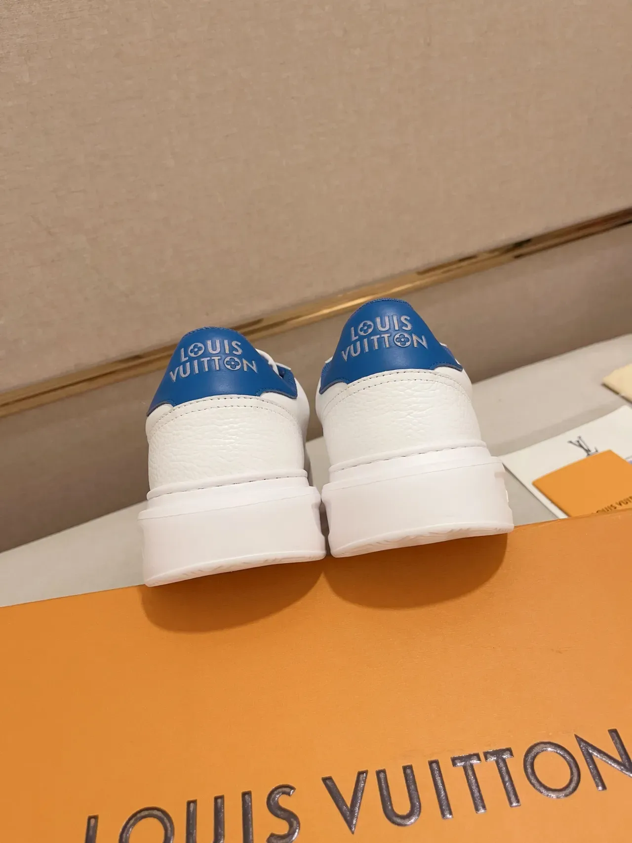 Louis Vuitton LV Trainer White Blue Leather Upper Bold Side Branding Lifestyle Sneakers 3