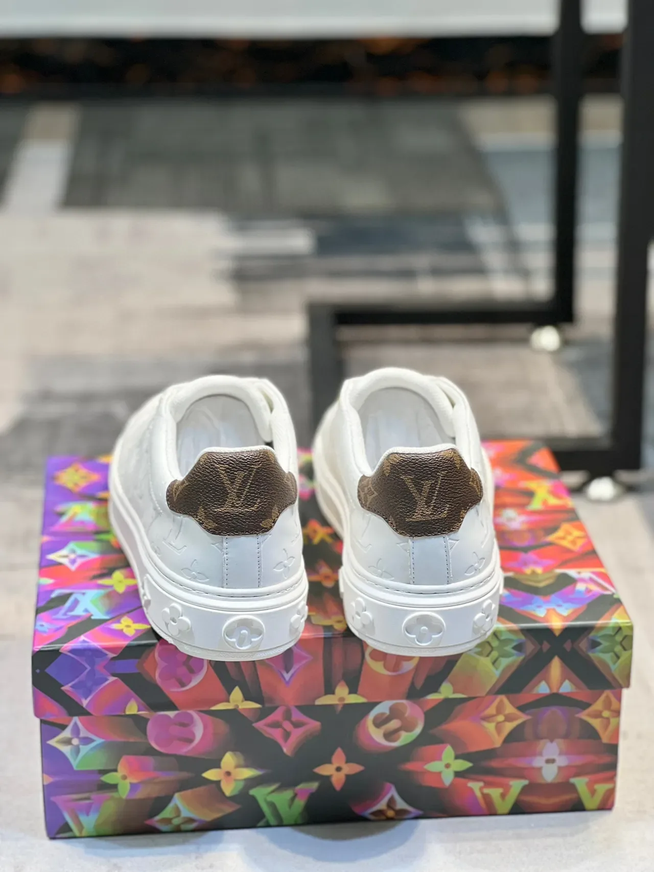 Louis Vuitton LV Trainer White Brown Embossed Monogram Leather Low-Top Lifestyle Sneakers 3