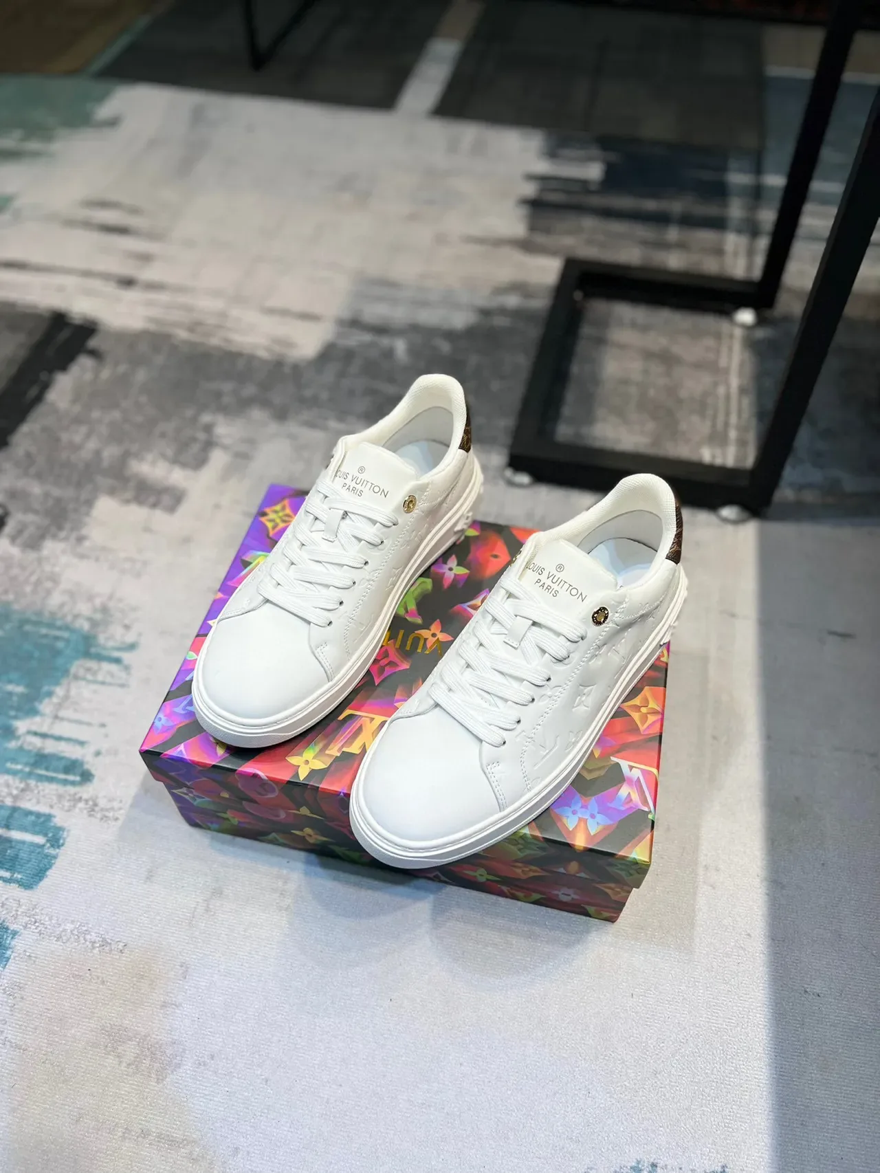 Louis Vuitton LV Trainer White Brown Embossed Monogram Leather Low-Top Lifestyle Sneakers 5