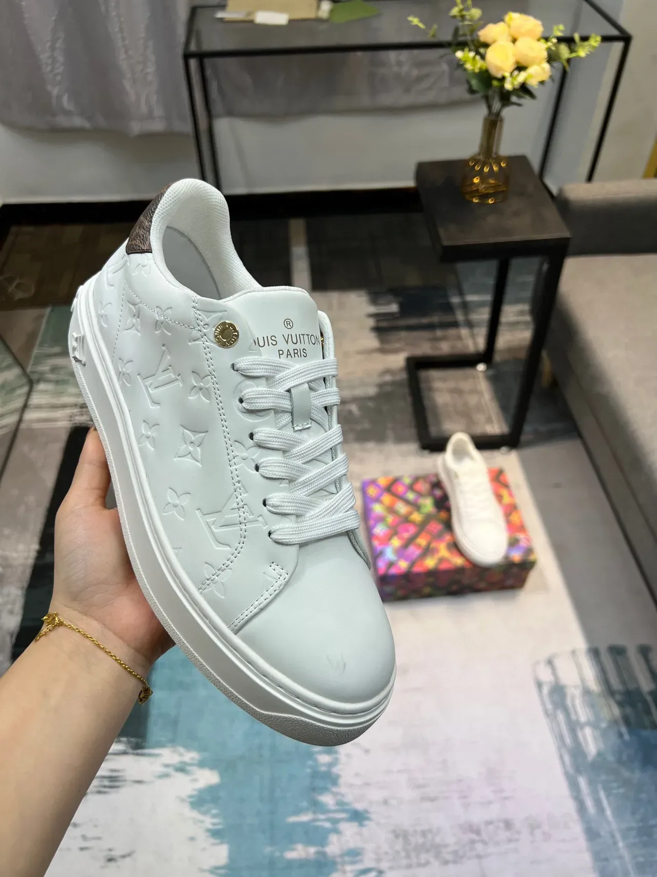Louis Vuitton LV Trainer White Brown Embossed Monogram Leather Low-Top Lifestyle Sneakers 6