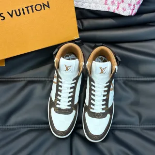 Louis Vuitton LV Trainer Zapatillas Lifestyle Blancas Marrones de Alto con Impresión de Monograma