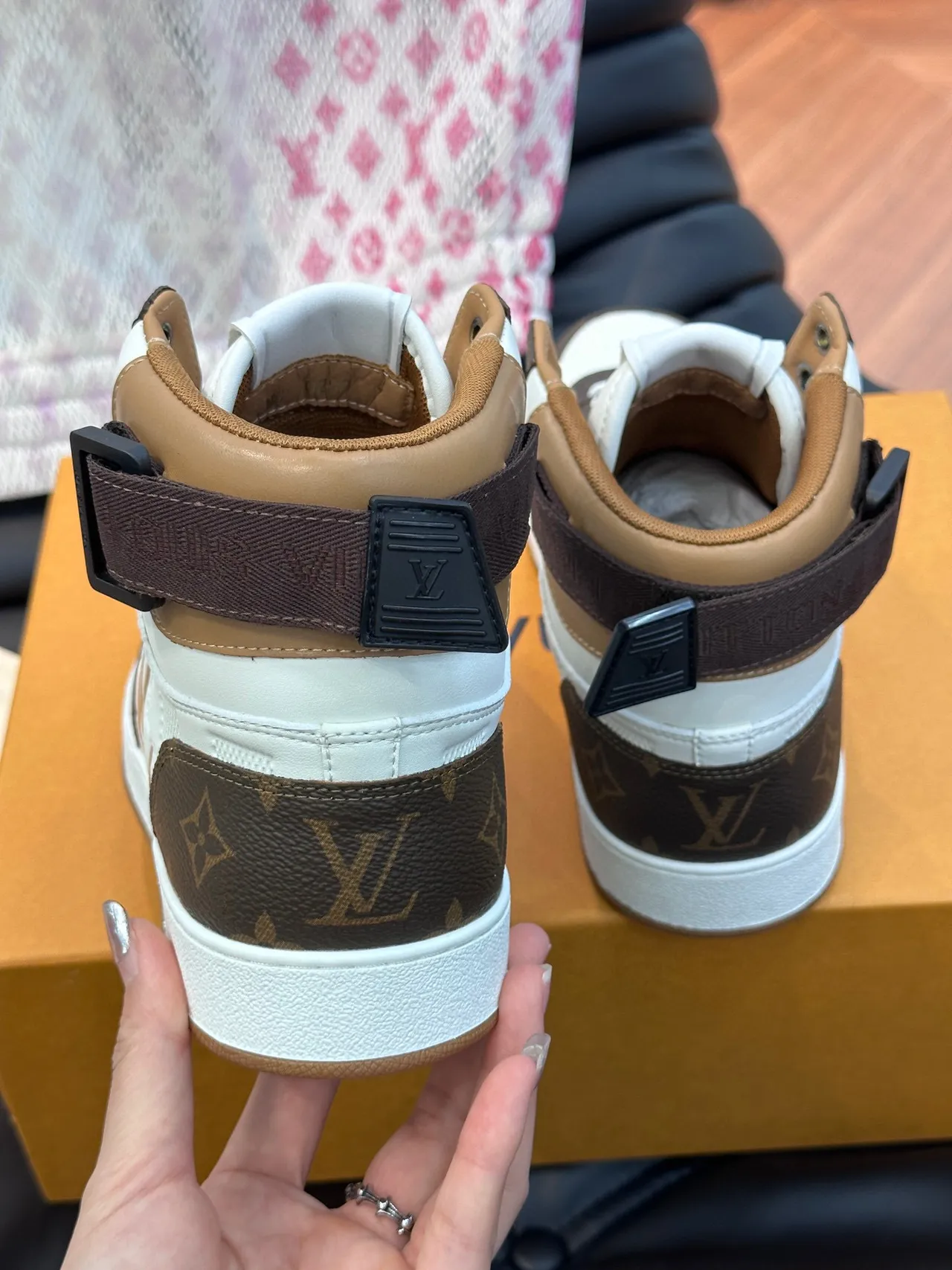 Louis Vuitton LV Trainer White Brown High-Top Monogram-Print Lifestyle Sneakers 6