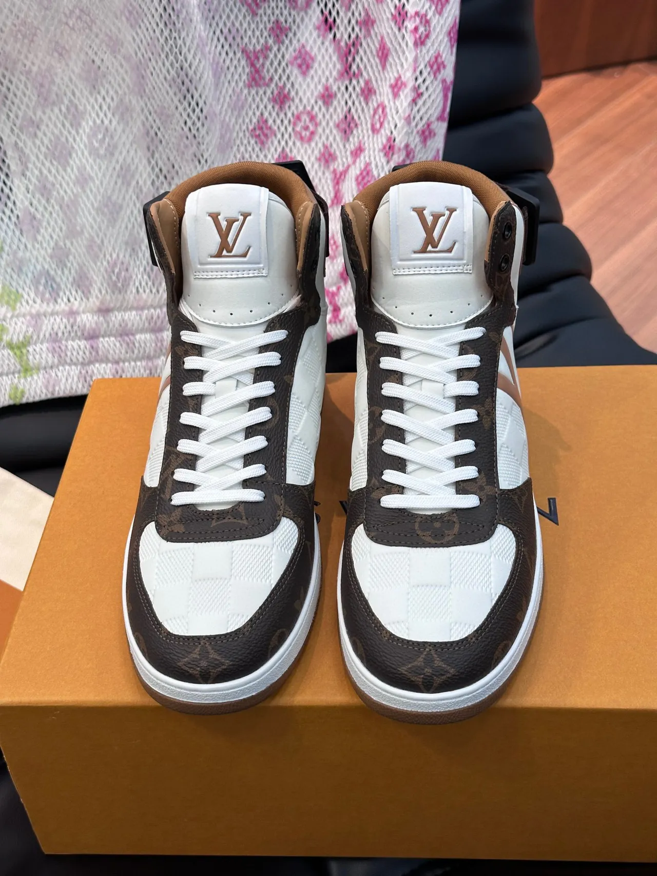 Louis Vuitton LV Trainer White Brown High-Top Monogram-Print Lifestyle Sneakers 7