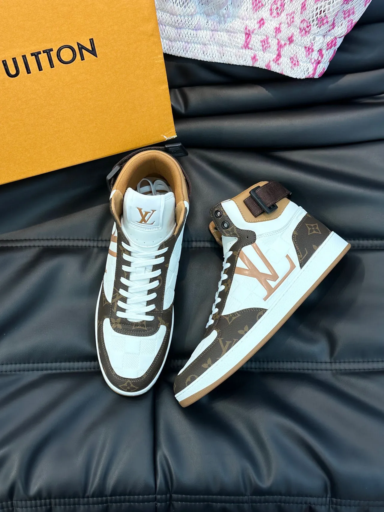 Louis Vuitton LV Trainer White Brown High-Top Monogram-Print Lifestyle Sneakers 9