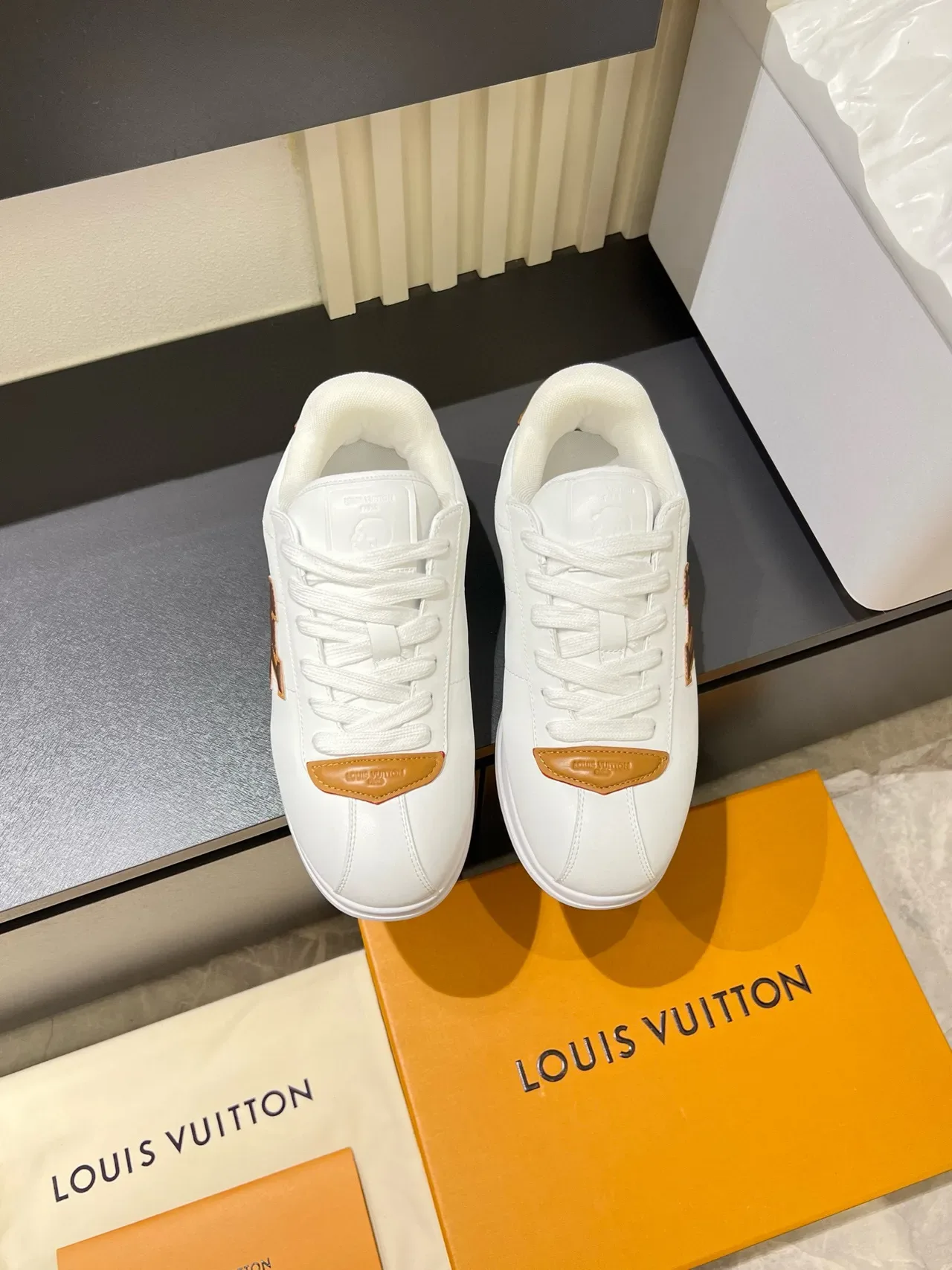 Louis Vuitton LV Trainer White Brown Leather Tan Accents Lifestyle Sneakers 2