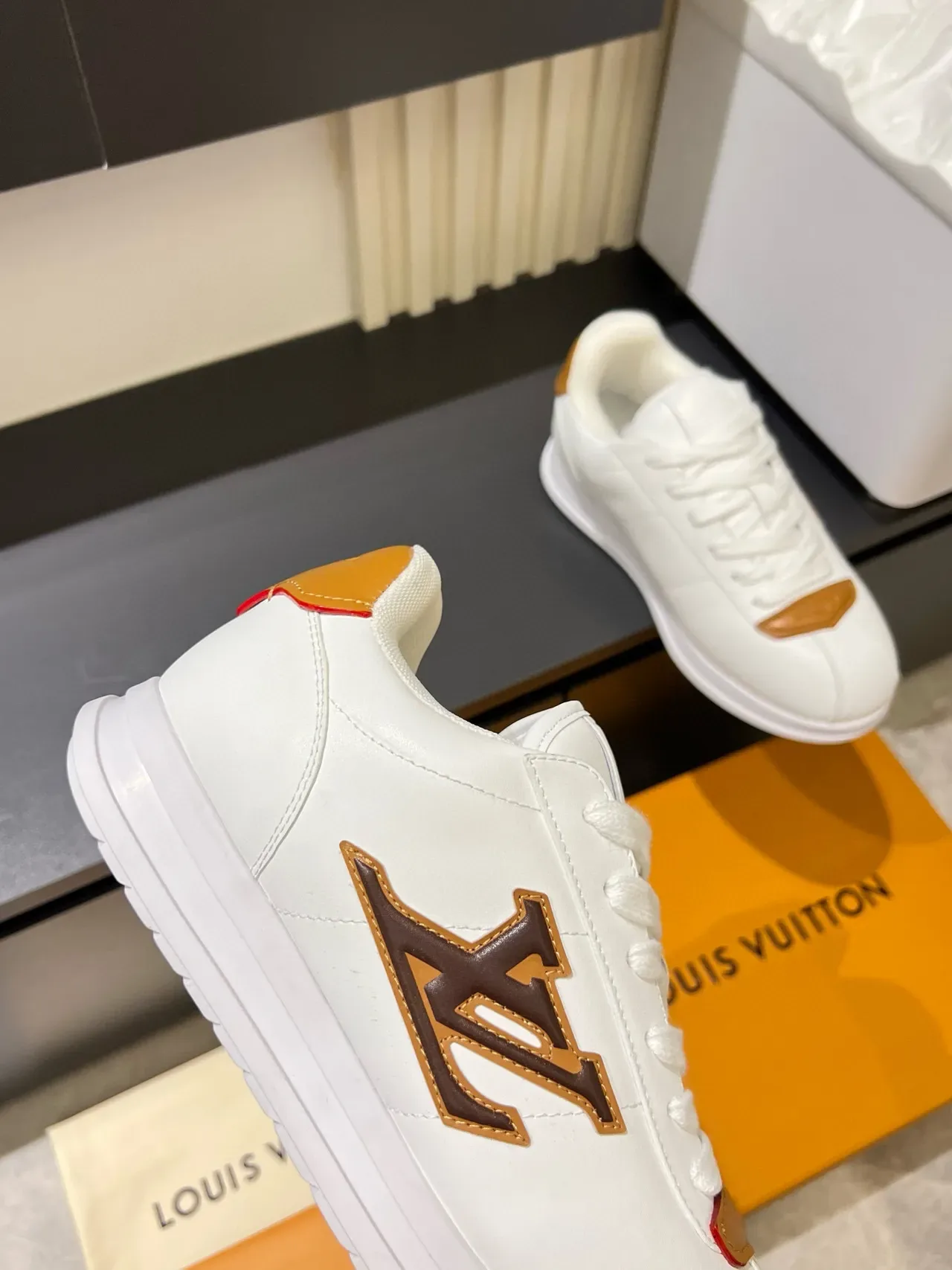 Louis Vuitton LV Trainer White Brown Leather Tan Accents Lifestyle Sneakers 8
