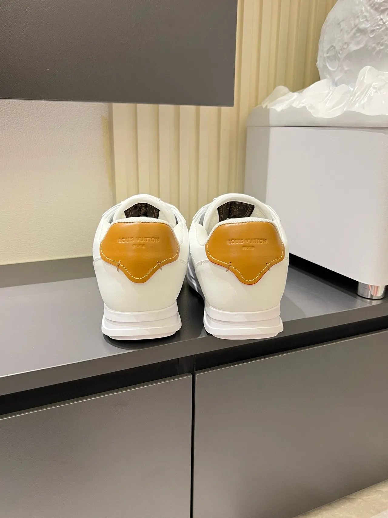 Louis Vuitton LV Trainer White Brown Leather Tan Accents Lifestyle Sneakers 9